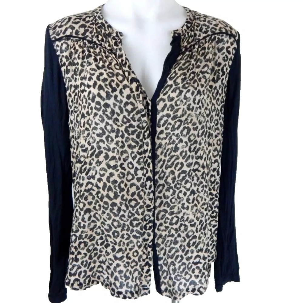 Rebecca Taylor Leopard Print Button Up Top